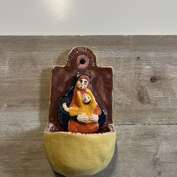 Ceramic holy water stoup No.63 - completely art handmade
