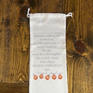 Sac cadeau bouteille | URGENCE DES FÊTES | Noël amusant à l'ancienne | Sac pour bouteille de vin | Vodka | Gin | Champagne | Liqueur | Paroles et films