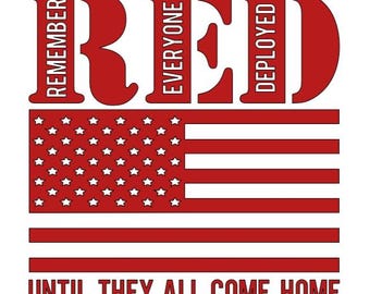 Calcomanía ROJA / Recuerda a todos los desplegados hasta que todos regresen a casa. Calcomanía con la bandera de EE. UU.