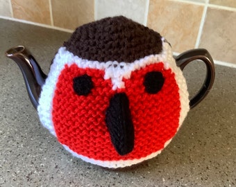 Hand knitted Robin tea cosy