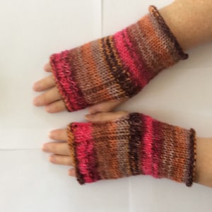 Hand knitted fingerless gloves