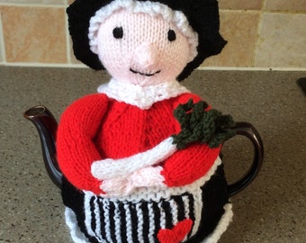 Hand knitted Welsh lady tea cosy
