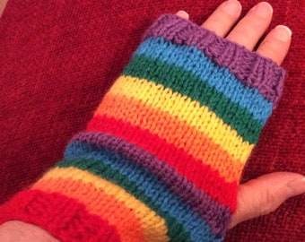Hand knitted fingerless gloves