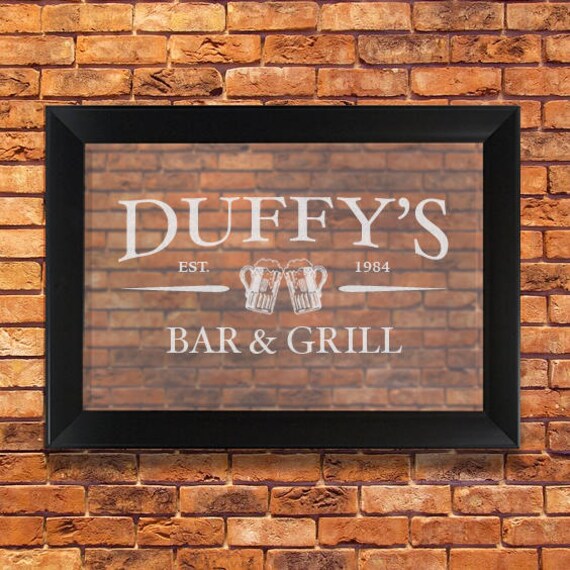 Personalized Bar Mirror 30 x 42 Black/Pewter Etsy