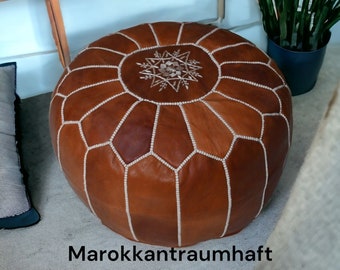 50% OFF Moroccan Leather Pouf,Real Natural Goatskin,Handmade Leather Pouf - Luxury Pouf - Ottoman Footstool,Unstuffed
