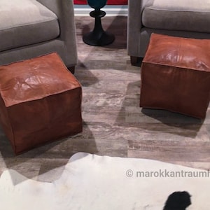 70% OFF,SET OF 2 Square Poufs,  leather Moroccan pouf. Handmade ottoman pouf , handmade puff, moroccan pouffe moroccan pouf