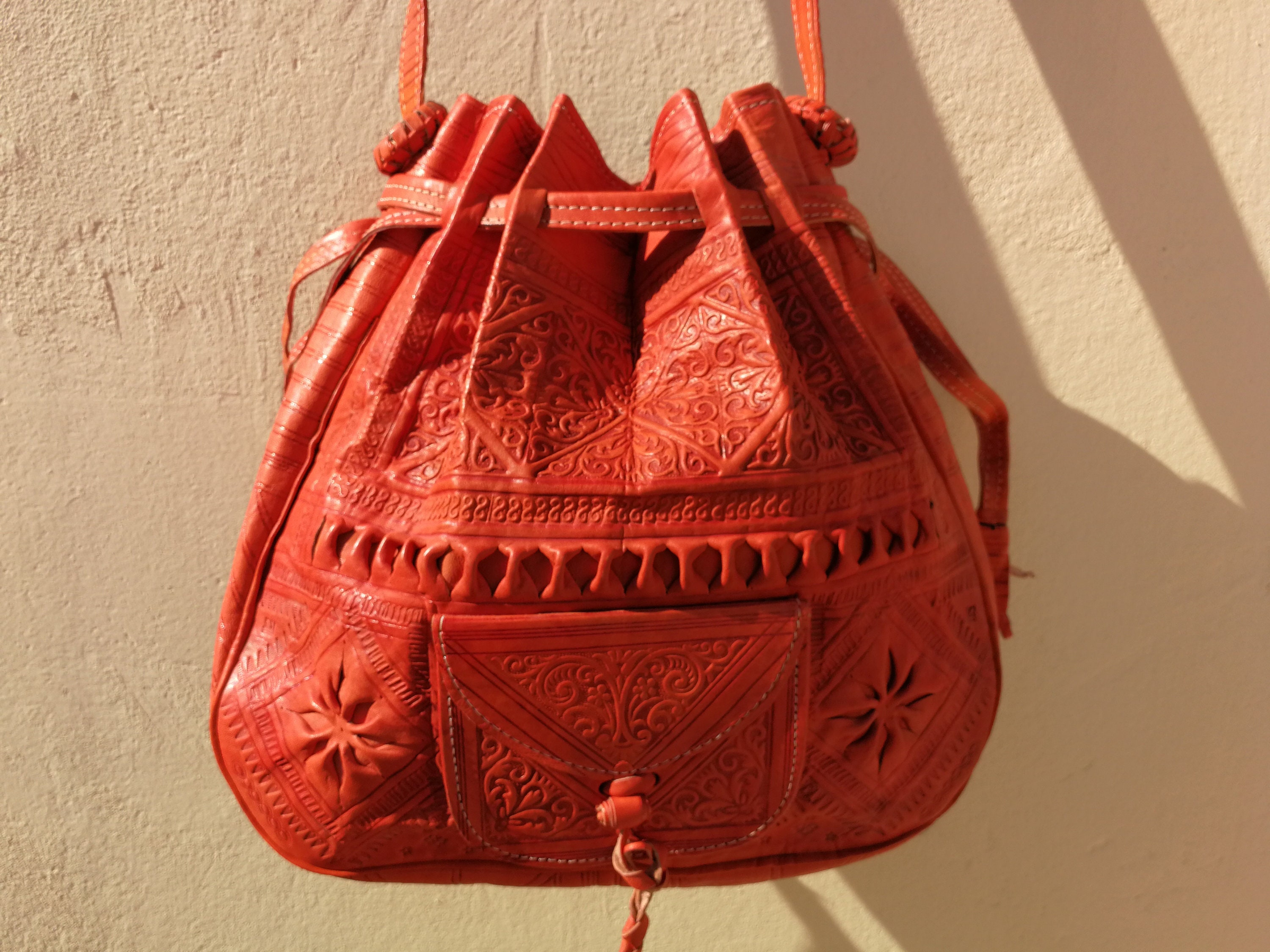 engraved leather bag