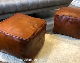 60% OFF,Set of 2 Moroccan pouf,Amazing square Ottoman Pouffe Moroccan leather, ottoman square pouf handcrafted, pouf footstool