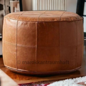 50% OFF, Amazing Round Ottoman Pouffe, Moroccan leather pouf,Square Pouf, leather pouf, Handmade ottoman pouf, pouf footstool