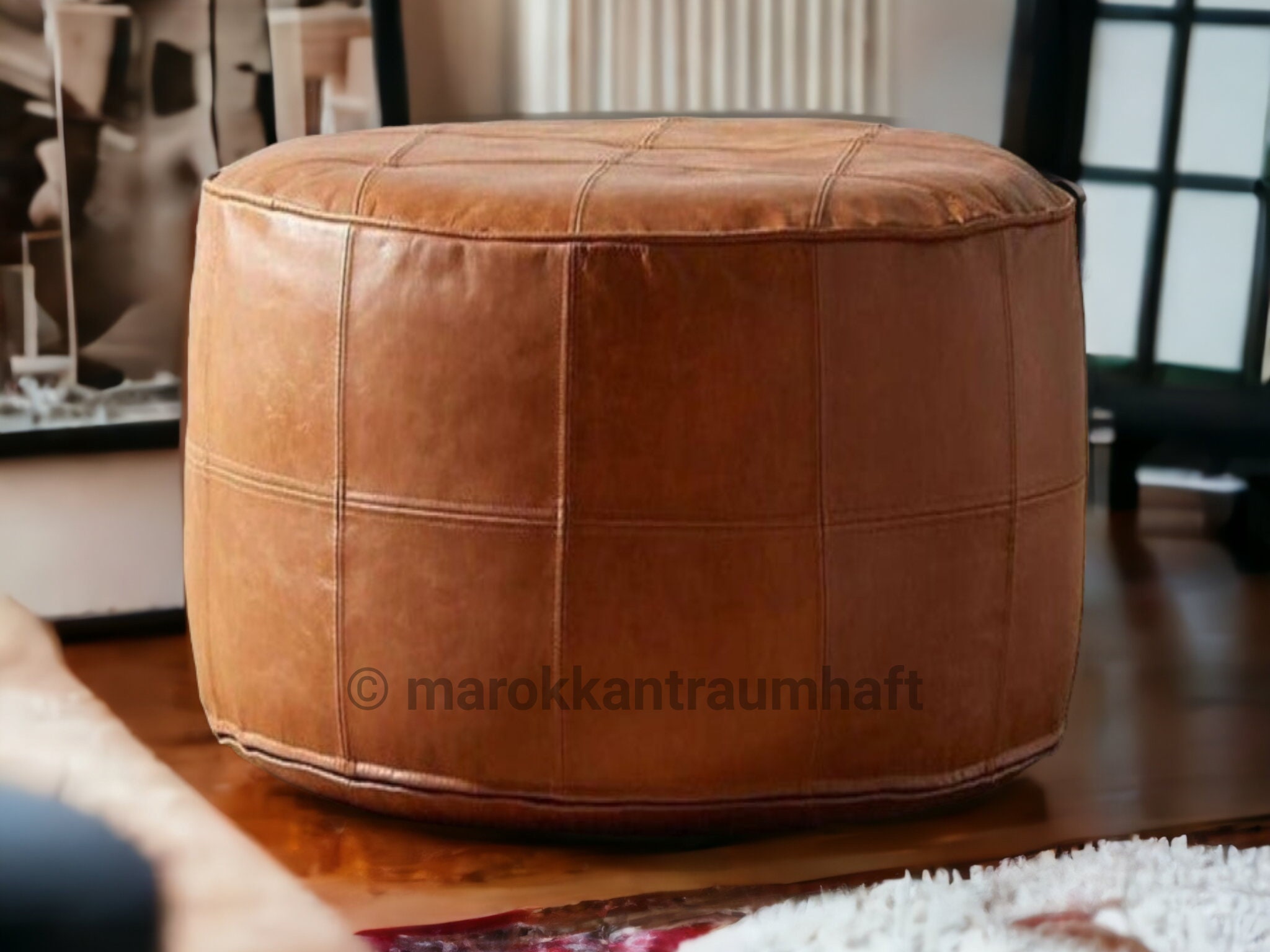 50% OFF, Amazing Round Ottoman Pouffe, Moroccan leather pouf,Square Pouf, leather pouf, Handmade ottoman pouf, pouf footstool