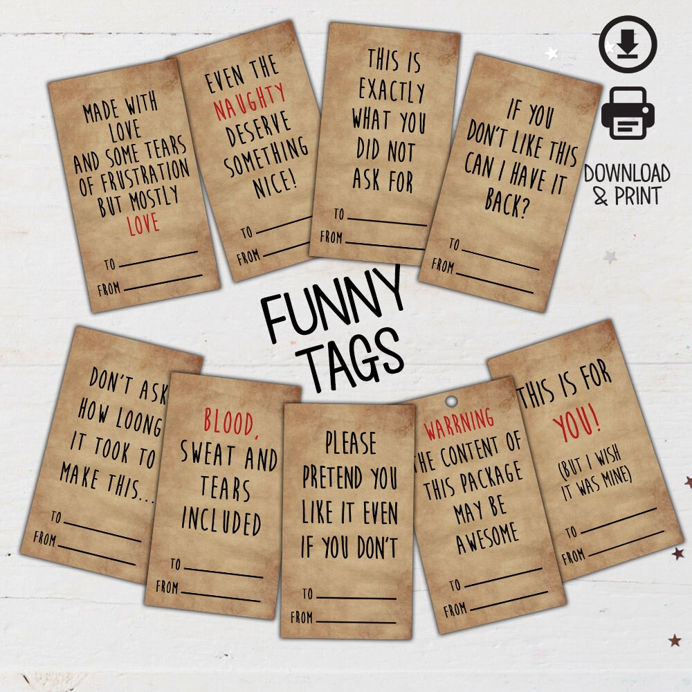 Gift Tags Funny Gift Tags Christmas Tags Craft gift Etsy