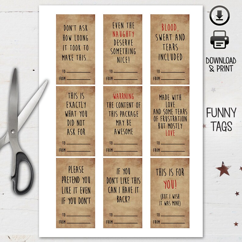 Gift Tags Funny Gift Tags Christmas Tags Craft gift Etsy