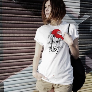 She&#39;s Busy Dog White  T-Shirts