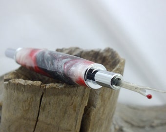Red, White and Black Swirled Seam Ripper - Reversible Ends - Needle Threader, Ripper or Stiletto, Gift for Mom, Wife, Seamstress - Chrome