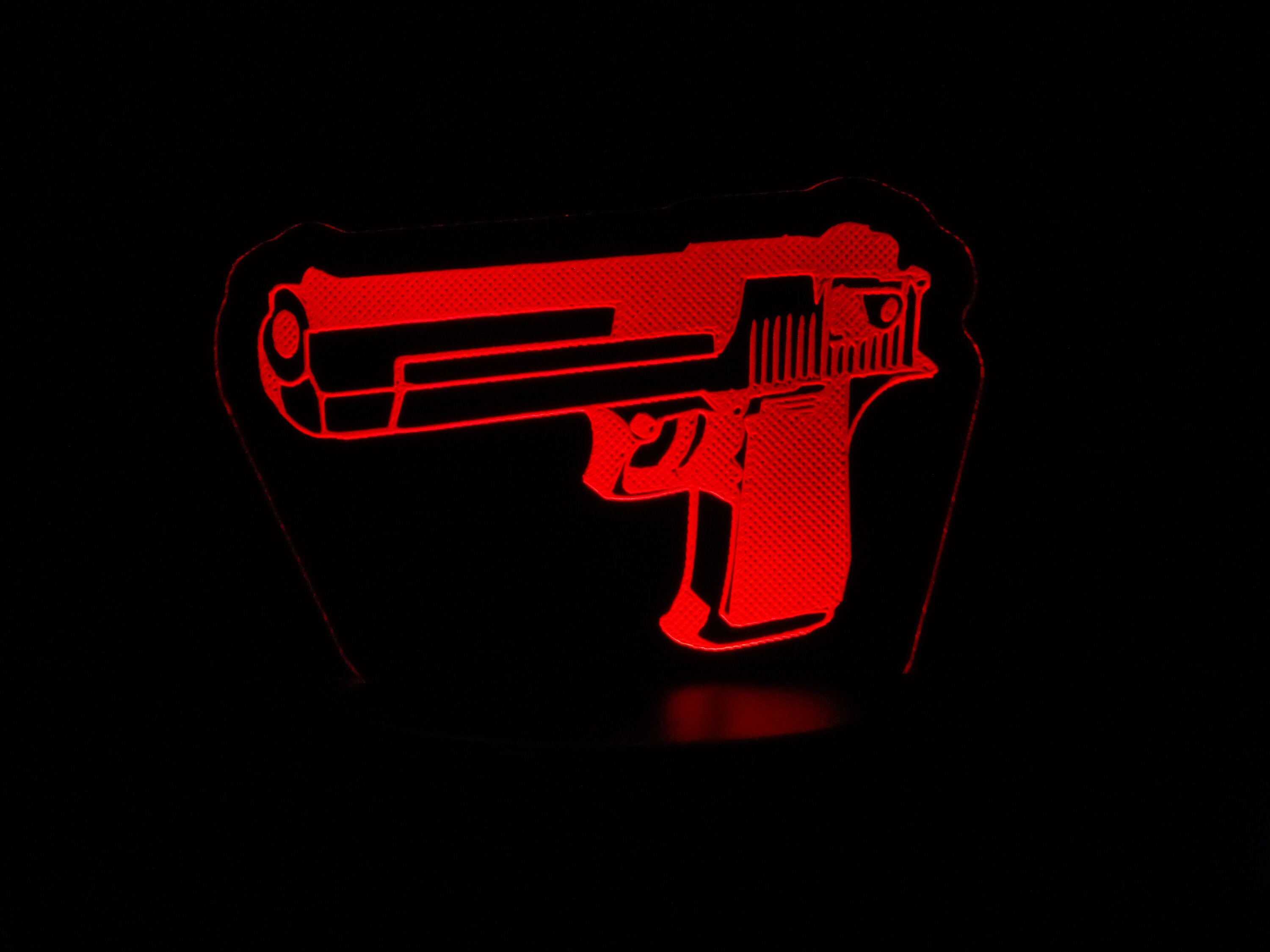 Gun, Pistol Acrylic LED Light Can Be Personalized With Your Name on It