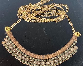 Hand Woven Faceted Natural Zircon & Pyrite Necklace