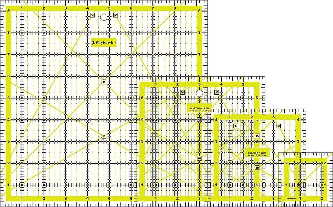 Acrylic Quilting Rulers 4 Pack Square Rulers 9.5 X 9.5, 6 X 6, 4.5 X 4.