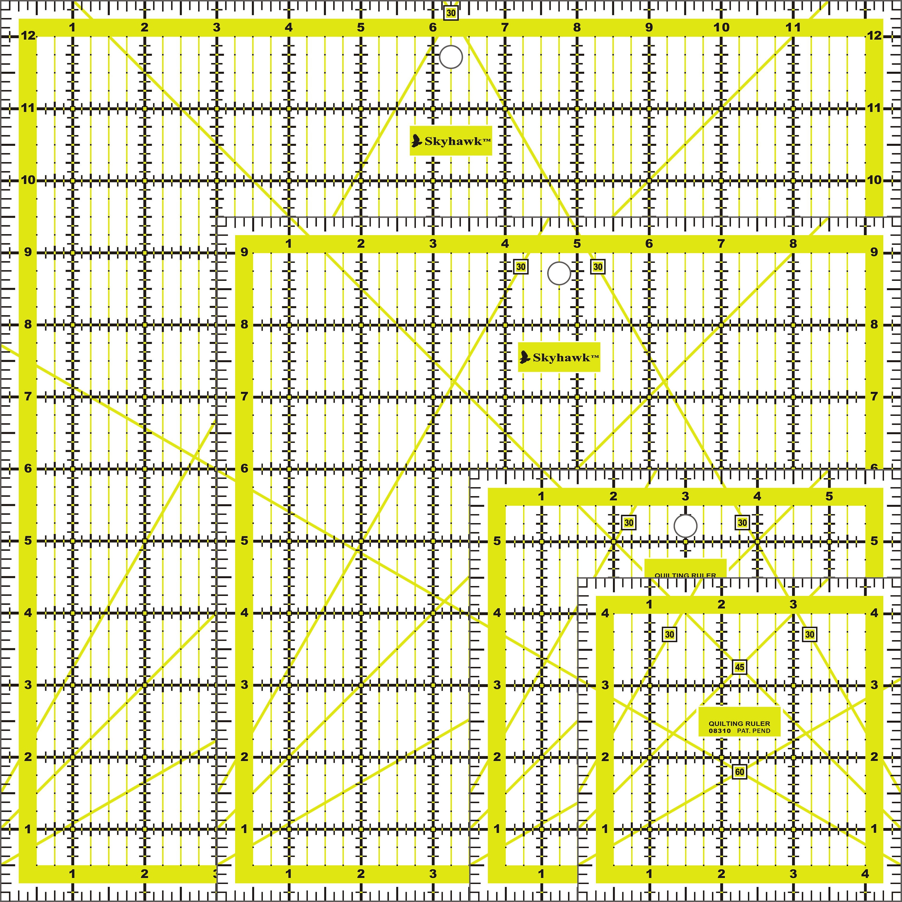Acrylic Quilting Rulers 4 Pack Square Rulers 12.5 X Etsy UK