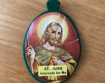 Vintage Felt St. Jude Medal Ornament