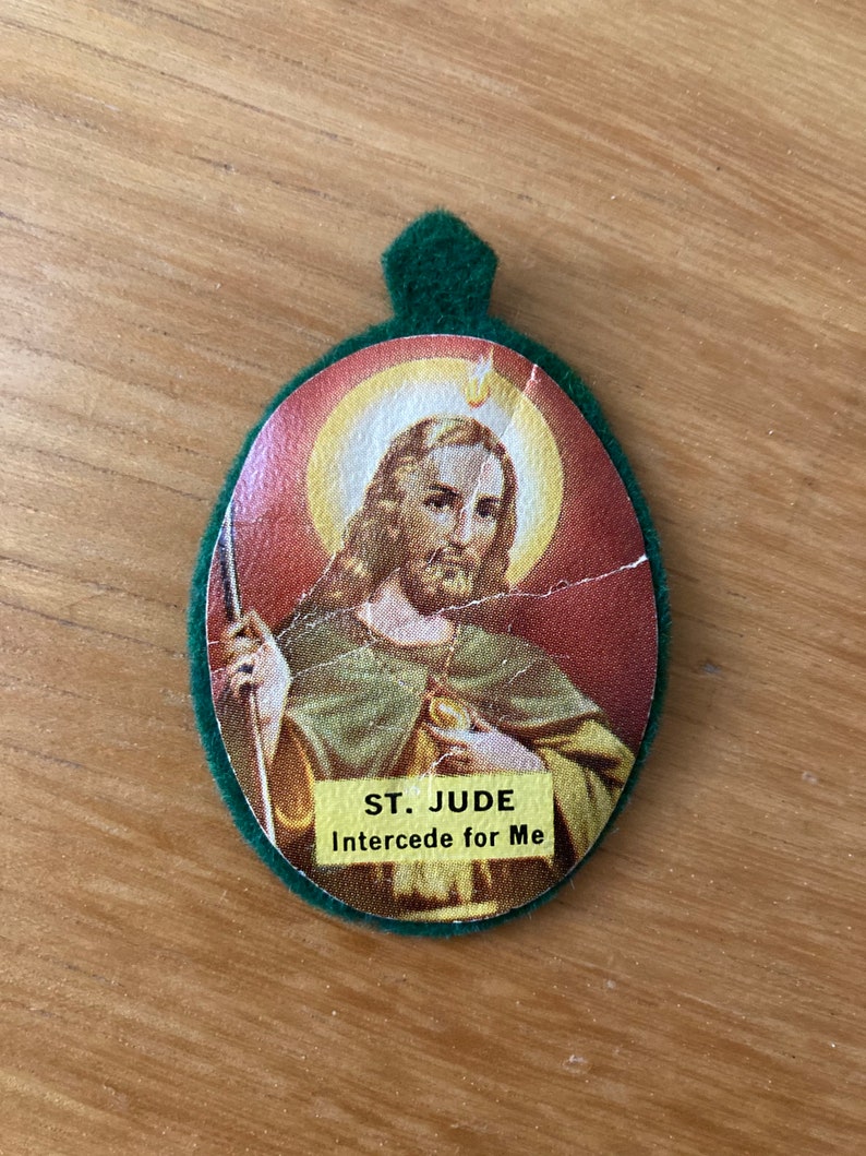 Vintage Felt St. Jude Medal Ornament image 1