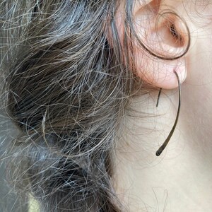 Handmade Minimalist Burnished Brass or Copper Earrings image 3