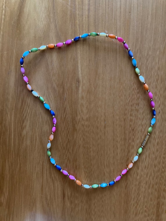 Vintage 1990's Rainbow Beaded Necklace - image 3