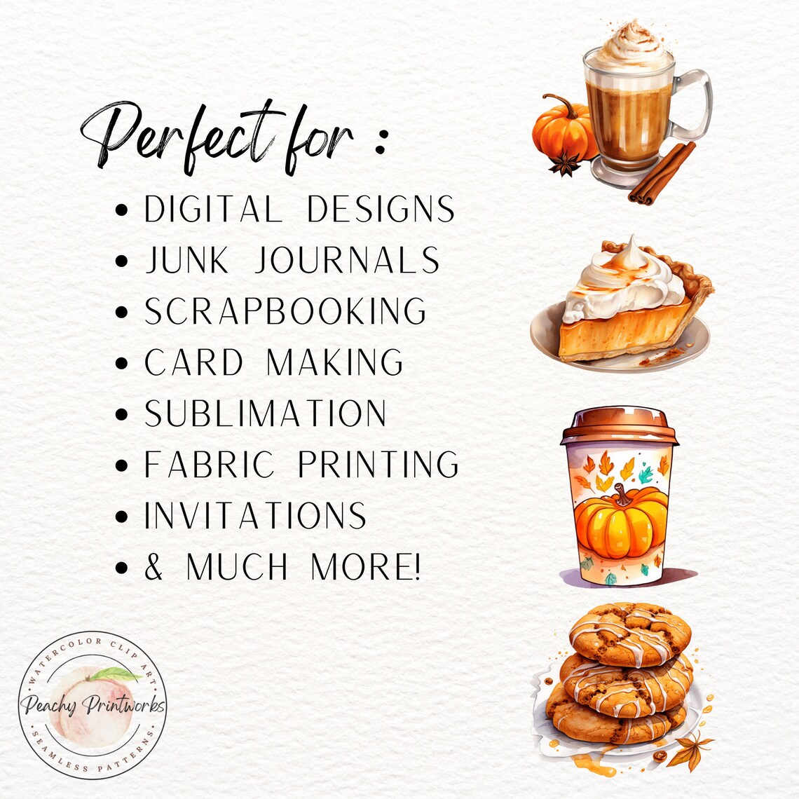 Pumpkin Spice Watercolor Clipart Bundle | Fall PNG | Coffee SVG | Fall ...