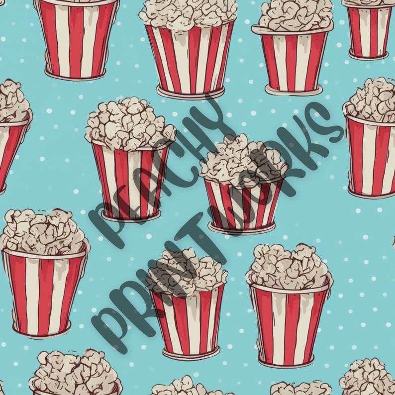 POPCORN BUCKETS Printable Pattern Seamless Design Etsy