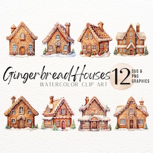 Lebkuchen-Haus Aquarell ClipArt | Weihnachten SVG | Bäckerei PNG | Cookie-Grafik | Urlaub Backen | Winter Kunstdruck | Kommerzielle Nutzung