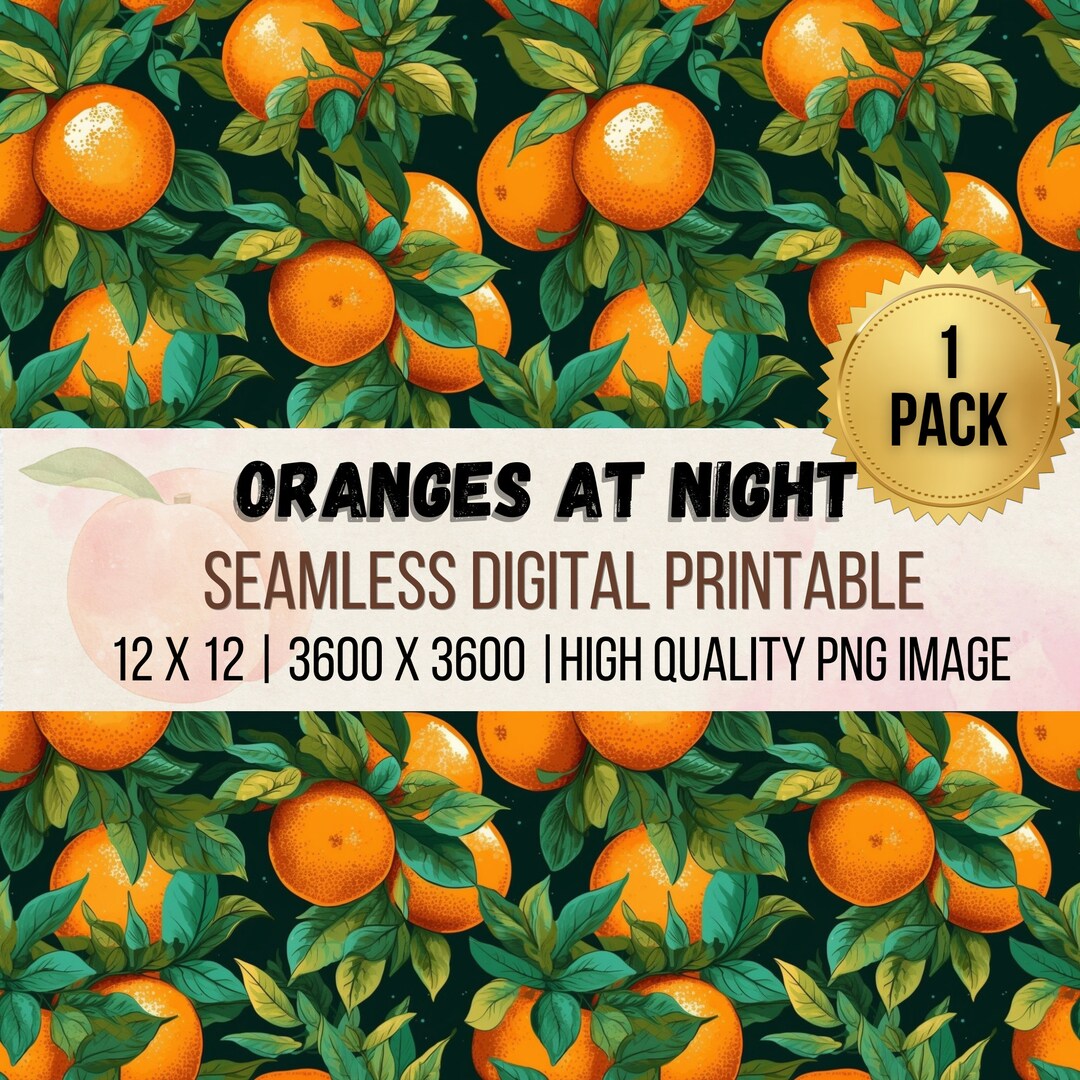 ORANGES AT NIGHT Printable Pattern Seamless Design Etsy