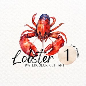 LOBSTER Watercolor Graphics | Seafood ClipArt | Commercial Use | Lobster Image for Sublimation Design | Food Design Art Print | Red Crab PNG