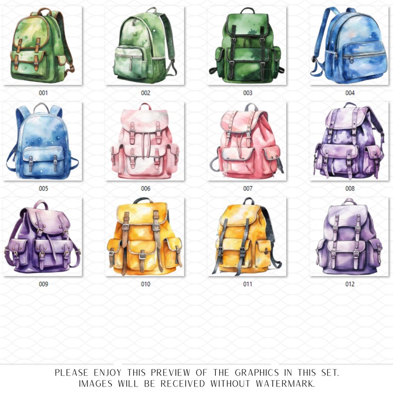 Backpack Watercolor Clipart Bundle | Back to School PNG | Hiking SVG ...