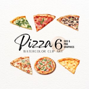 Pizza ClipArt Bundle | Watercolor Pepperoni Pizza SVG | Cheese Pizza Image | Dinner PNG | Italian Food SVG | Pizza Party | Commercial Use