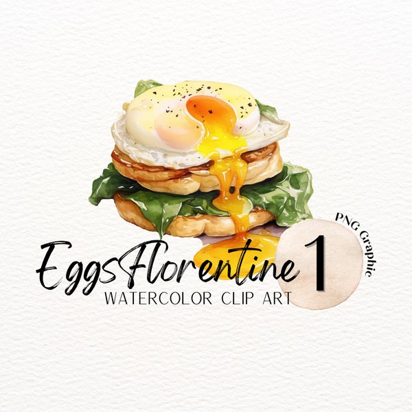 EGGS FLORENTINE : Single Graphic, Clip Art, Digital Graphics, Graphics Transparent Background, No Background, Clip Art Set, Food Art