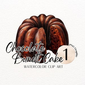 Bundt Kuchen ClipArt | Aquarell Schokolade PNG | Nachtisch Clipart | Backen Verkauf PNG | Transparentes Essen Bild | Süße ClipArt | Kommerzielle Nutzung