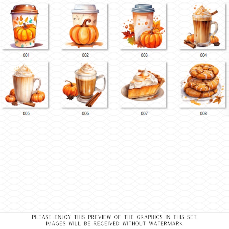 Pumpkin Spice Watercolor Clipart Bundle | Fall PNG | Coffee SVG | Fall ...