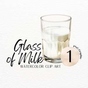 Glass of Milk Graphic, Clip Art, Digital Graphics, Graphics Transparent Background, Clip Art Set, Food Art, Milk PNG, Milk Graphic Clip Art