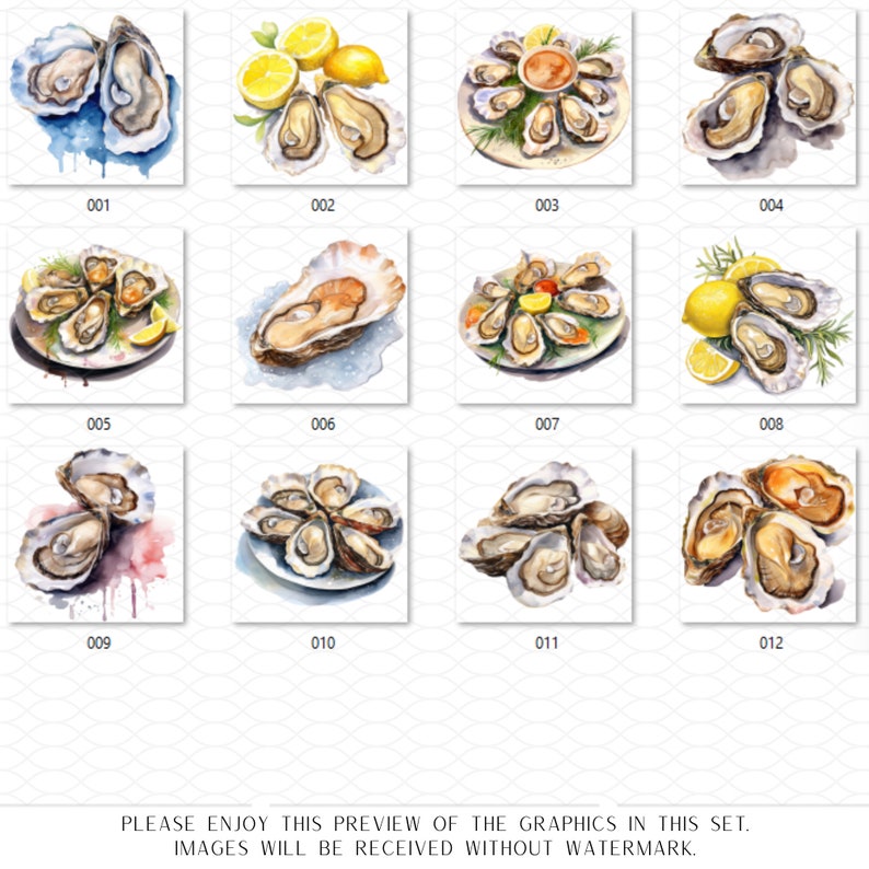 Oysters Watercolor Clipart Bundle | Seafood Digital Download | Food ...