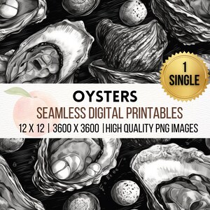 OYSTERS : Printable Pattern, Seamless Design, Background, Digital Paper, Art Print, Crafting, Decoration, Graphic Art Prints