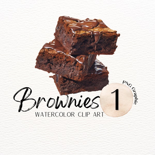 Brownies Watercolor ClipArt | Baked Good SVG | Bakery PNG | Bake Sale Graphic | Food ClipArt | Chocolate Brownie Image | Commercial Use