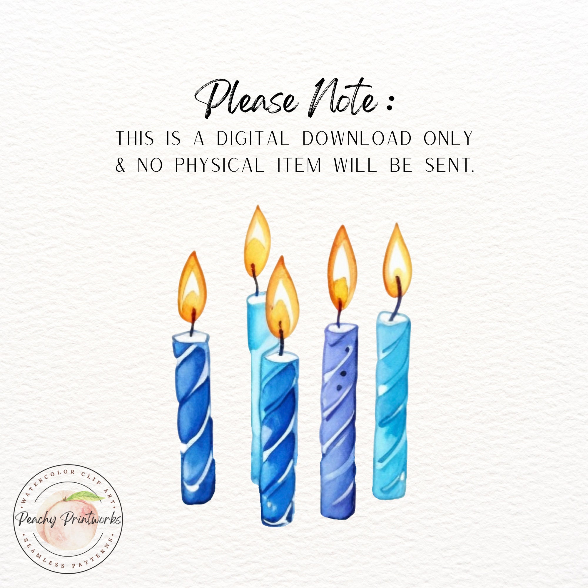 Blue Candle Clipart Watercolor PNG Birthday Clipart - Etsy