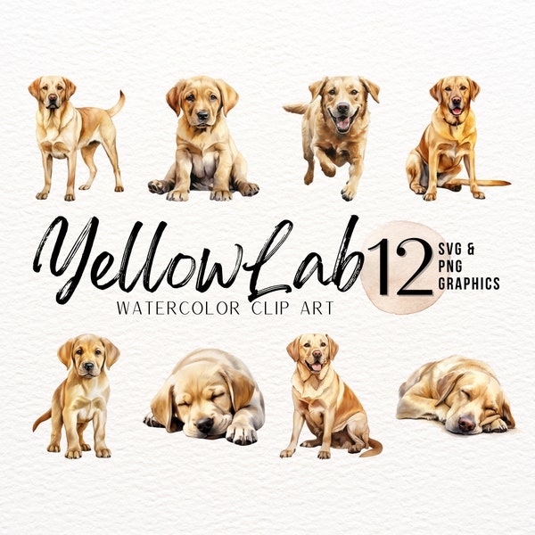 Yellow Lab Watercolor ClipArt | Dog SVG | Puppy PNG | Mans Best Friend Design | Labrador Retriever Sublimation Graphic | Junk Journal PNG