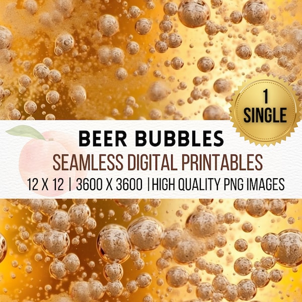 BEER BUBBLES : Printable Pattern, Seamless Design, Background, Digital Paper, Art Print, Crafting, Decoration, Graphic Art Prints