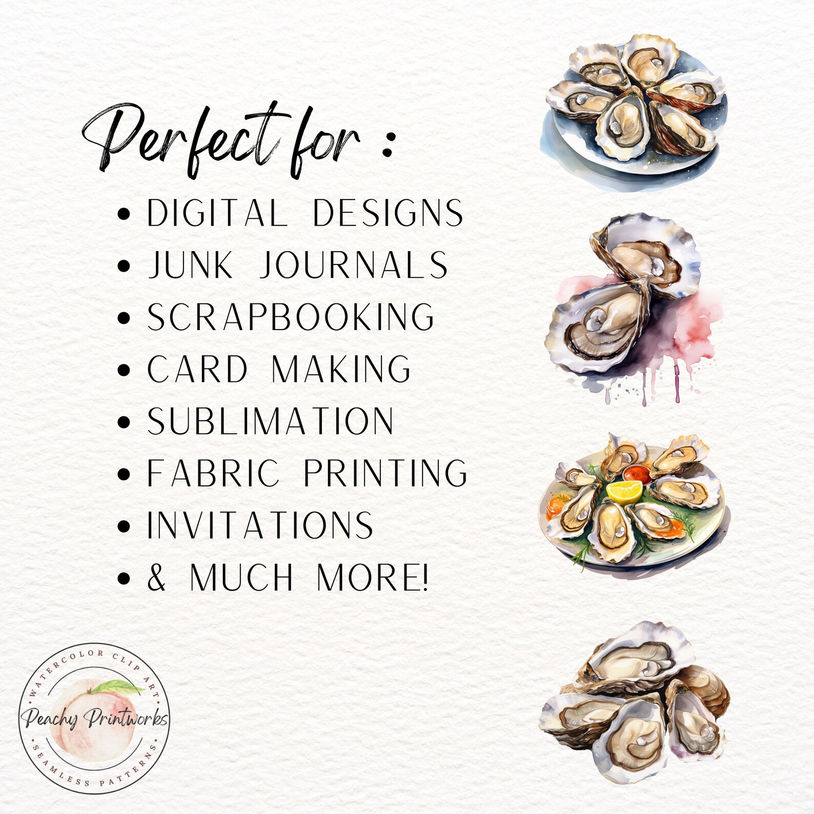Oysters Watercolor Clipart Bundle | Seafood Digital Download | Food ...