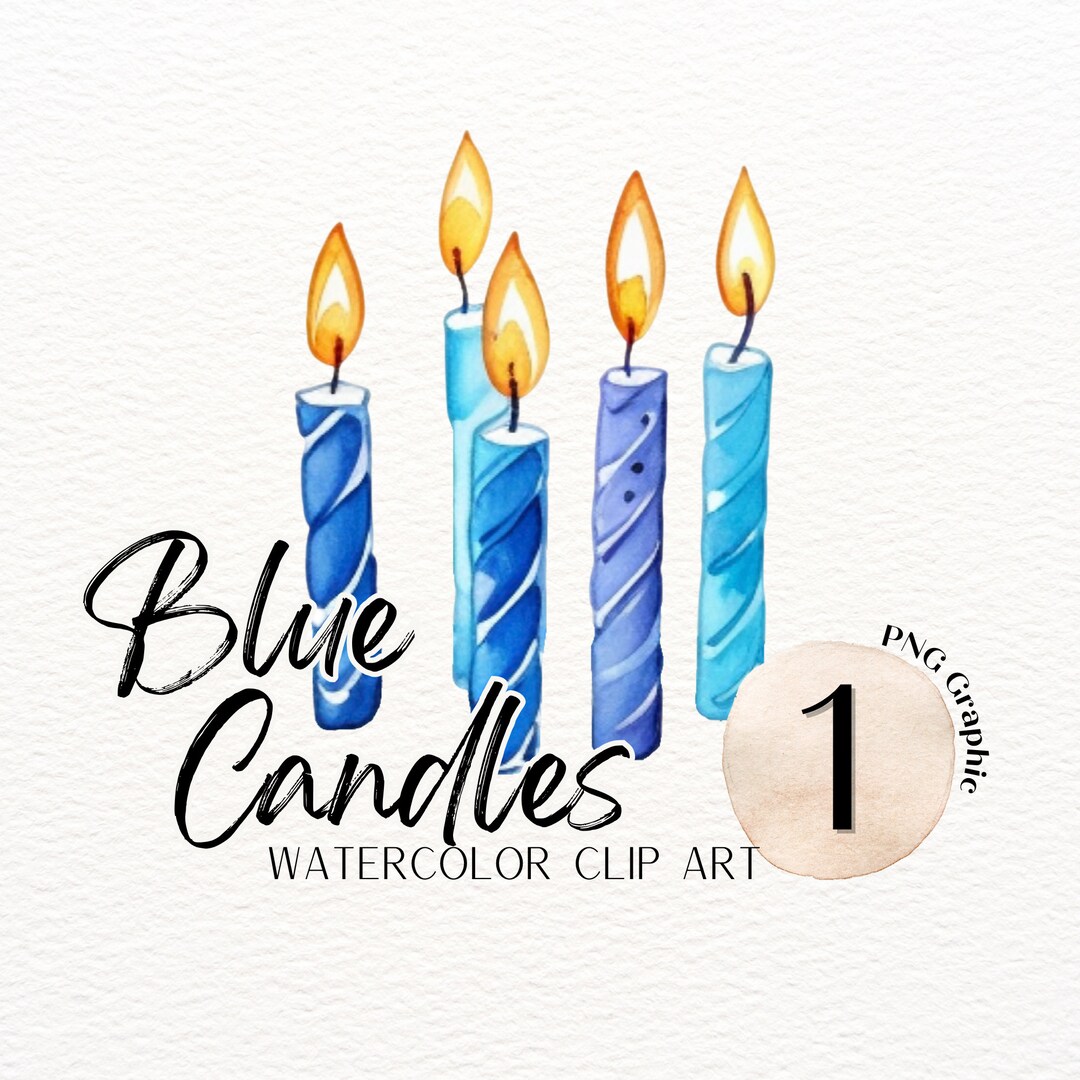 Blue Candle Clipart Watercolor PNG Birthday Clipart Party PNG