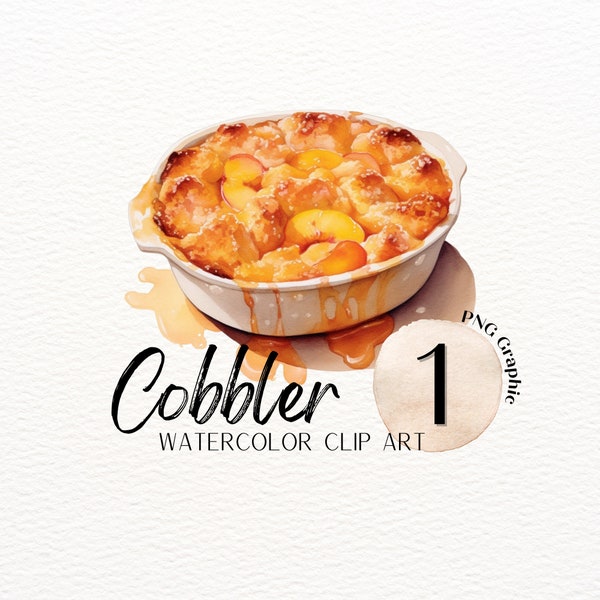 Cobbler Watercolor ClipArt | Peach Cobbler SVG | Summer Food PNG | Baked Good Image | Bake Sale Graphic | Bakery ClipArt | Southern Food SVG