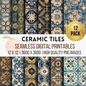CERAMIC TILES : Printable Pattern, Seamless Design, Background, Digital Paper, Art Print, Crafting, Decoration, Graphic Art Prints