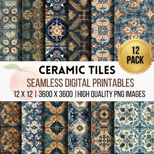 CERAMIC TILES : Printable Pattern, Seamless Design, Background, Digital Paper, Art Print, Crafting, Decoration, Graphic Art Prints