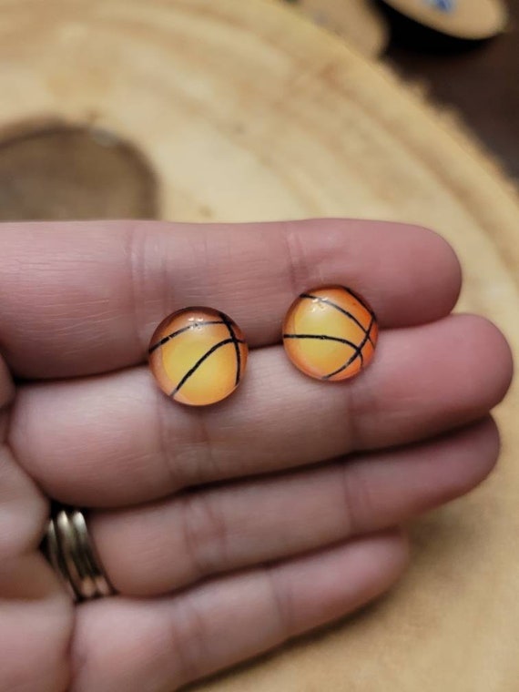 Basketball Studs Basketball Earrings Sports Earrings Sports Etsy
