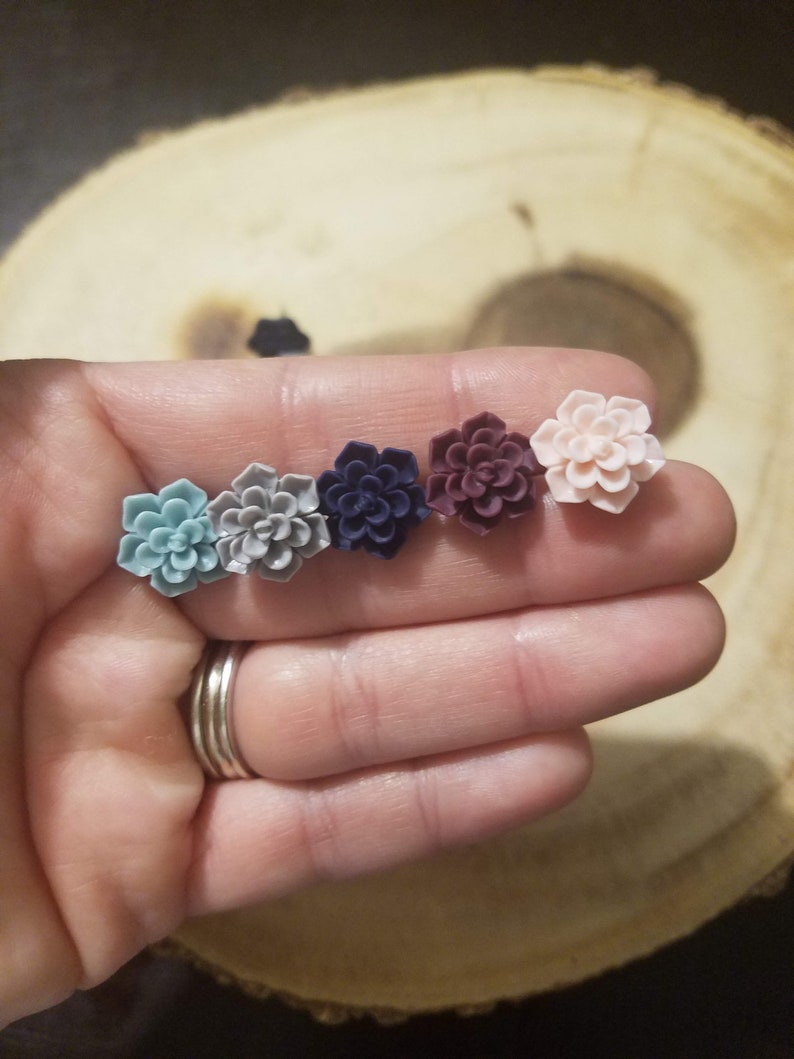 Flower earrings Mothers Day succulent Studs Succulent earrings resin earrings flower studs flower cabochon